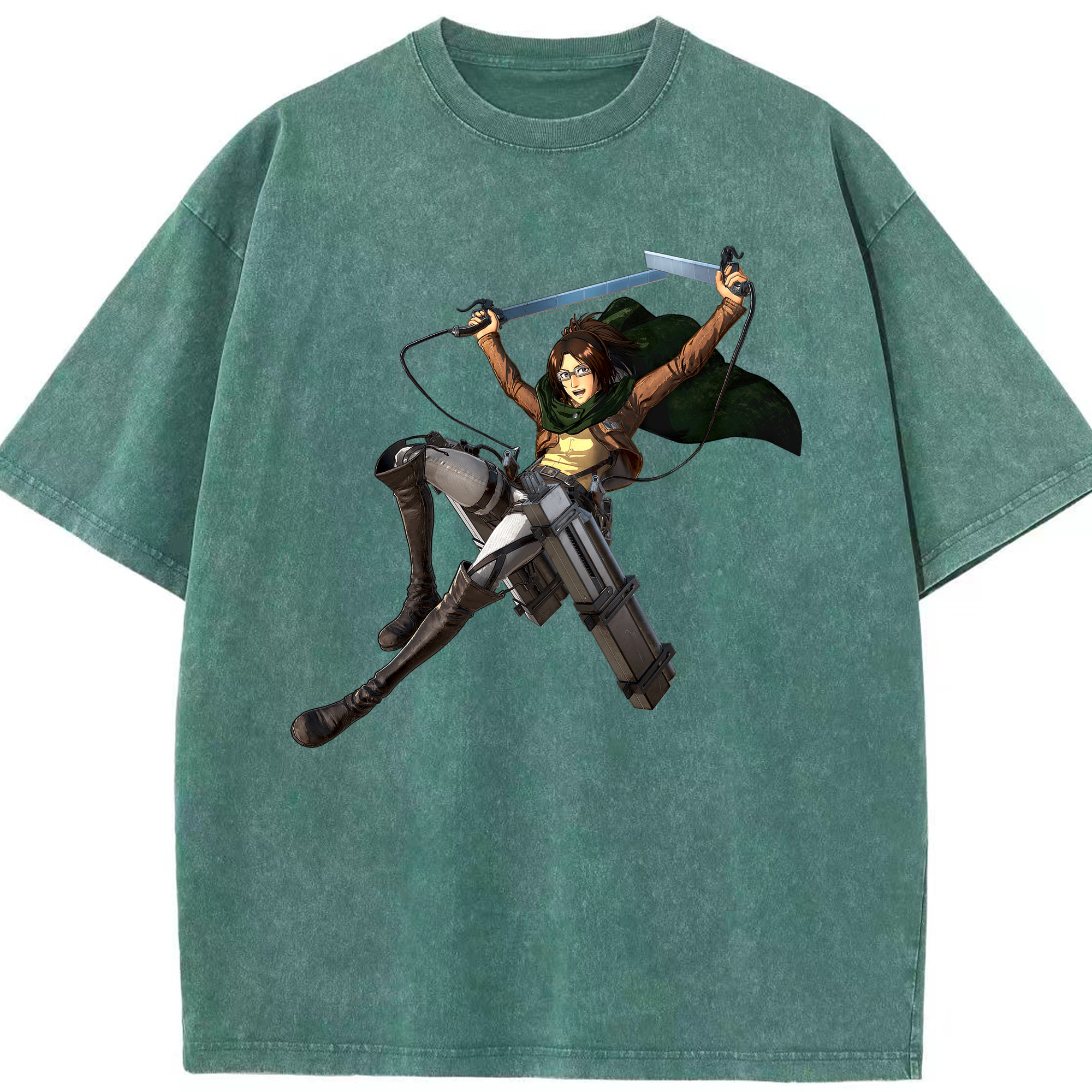 （画像用） 進撃の巨人 ハンジ·ゾエ Attack on Titan Hanji Zoe 綿100% ヴィンテージ風 半袖Tシャツ（フロントプリント）